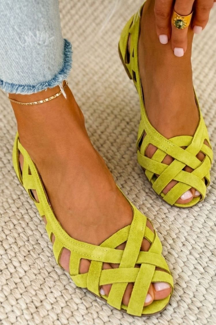 Hina | Platte sandalen met open tenen en gevlochten materiaal