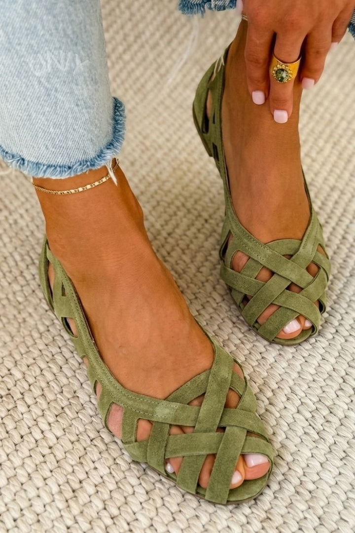 Hina | Platte sandalen met open tenen en gevlochten materiaal