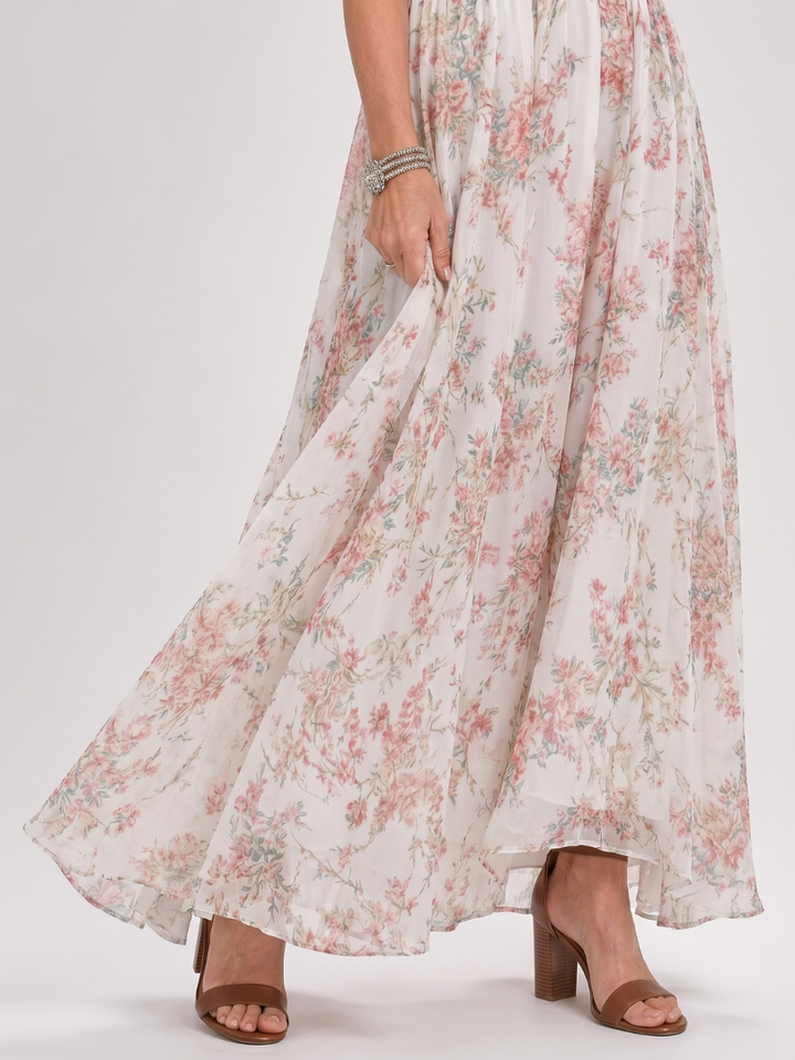Guinevere | Bloemenprint Vloeiende Midi-jurk