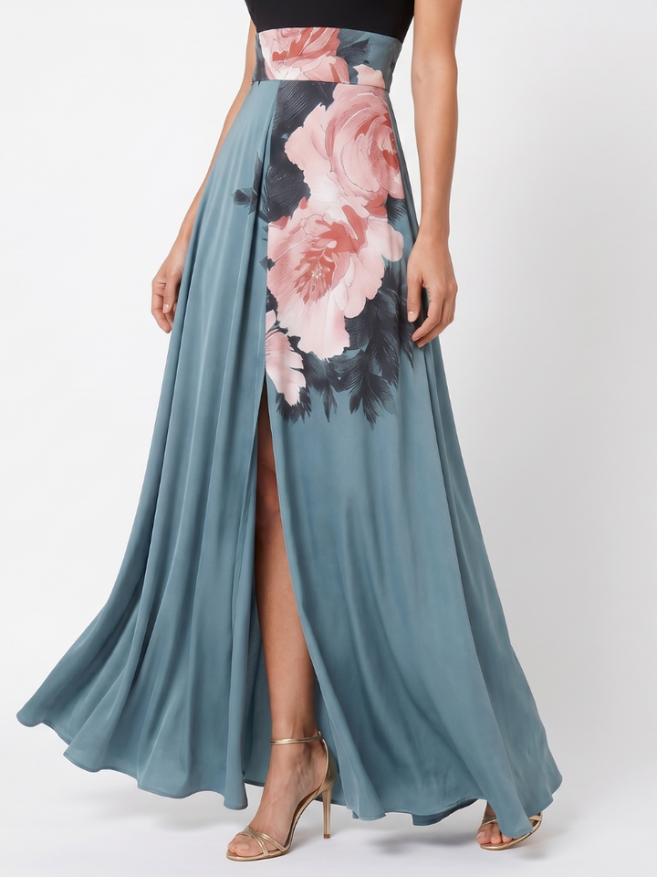 Olympas | Halter Korset Bloemrok Maxi Jurk