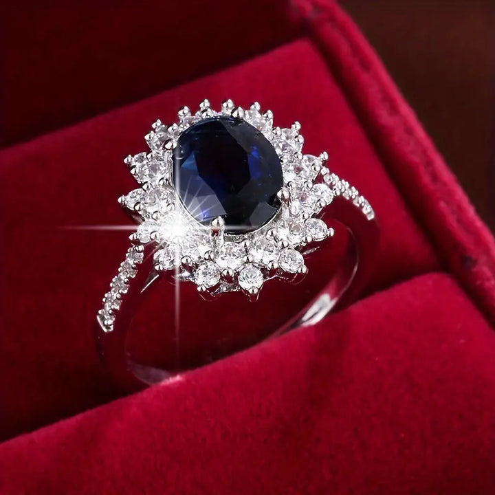 Halo Ring met Gouden Saffier