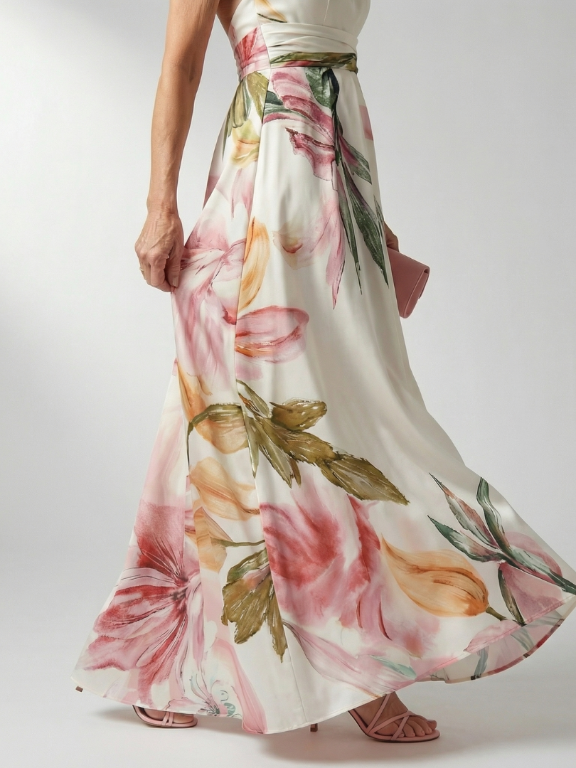Amiel | Licht Bloemige Maxi Jurk