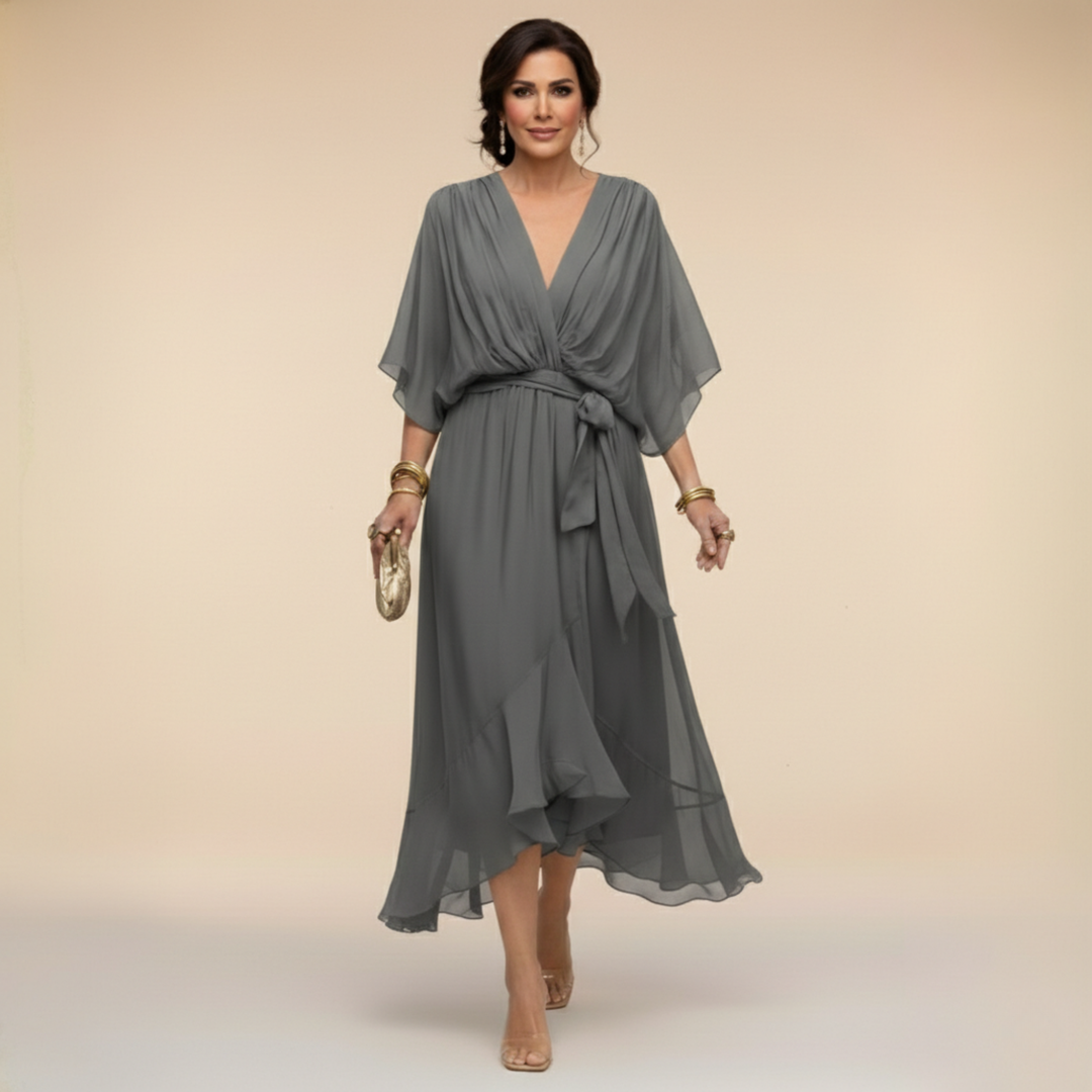 La Scintilla | Chiffon jurk met V-hals
