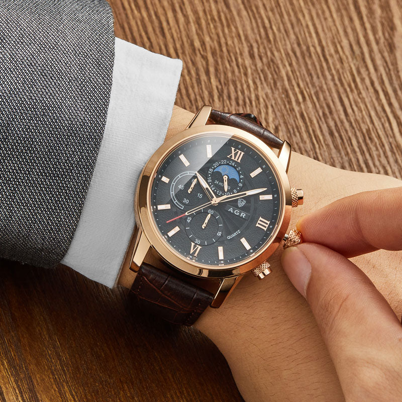 Premium Leren Quartz Horloge