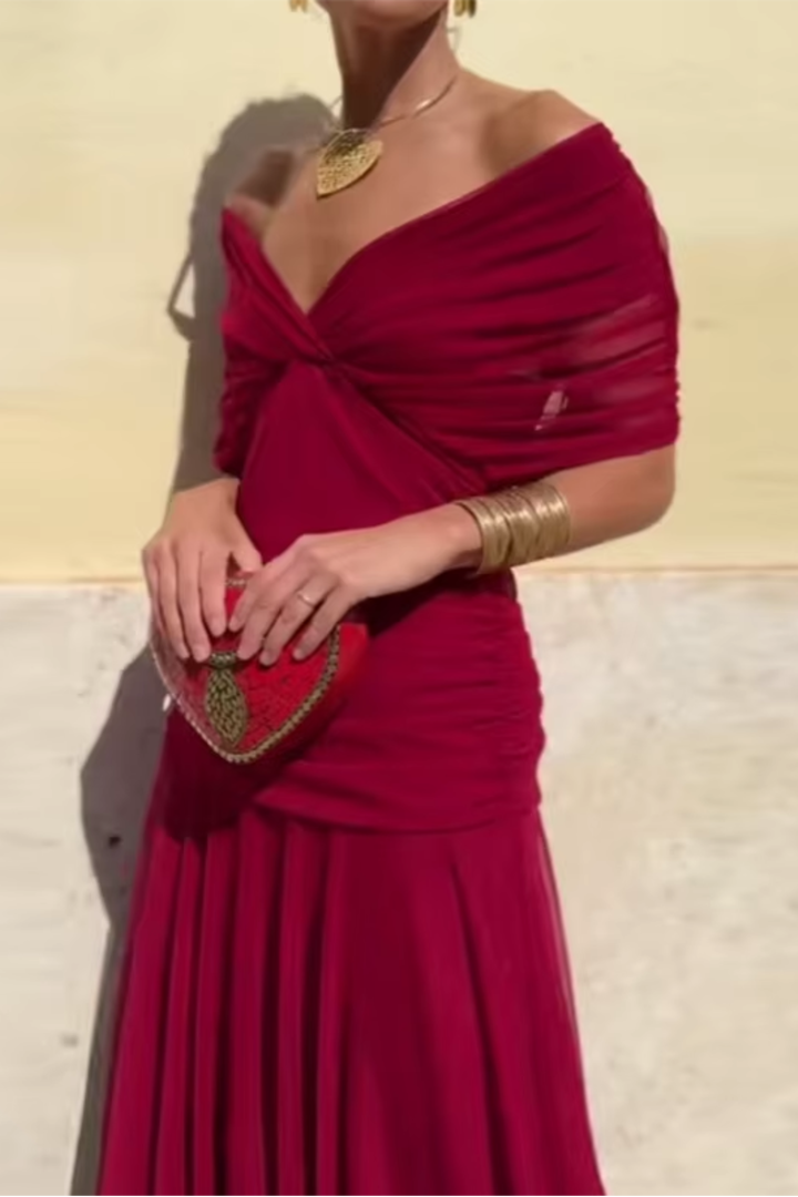 Louise | Elegante Maxi Feestjurk met V-hals