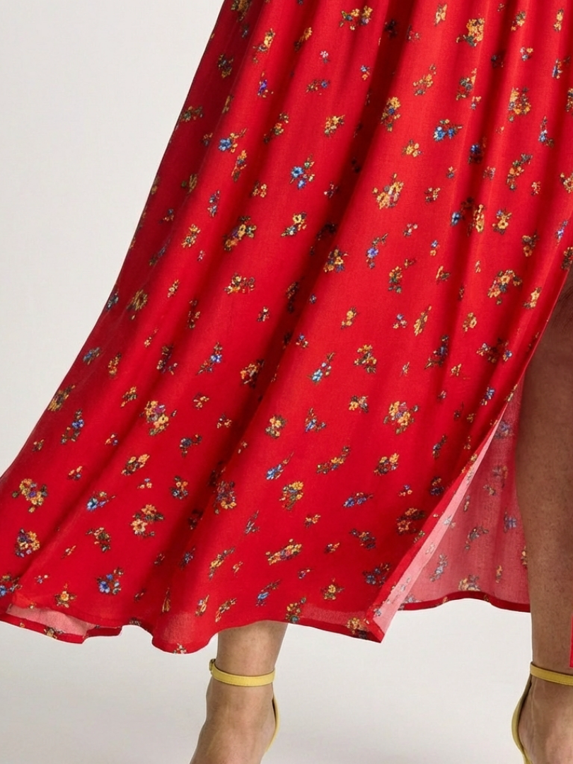 Delphine | Midi-jurk met vierkante halslijn en bloemenpatroon