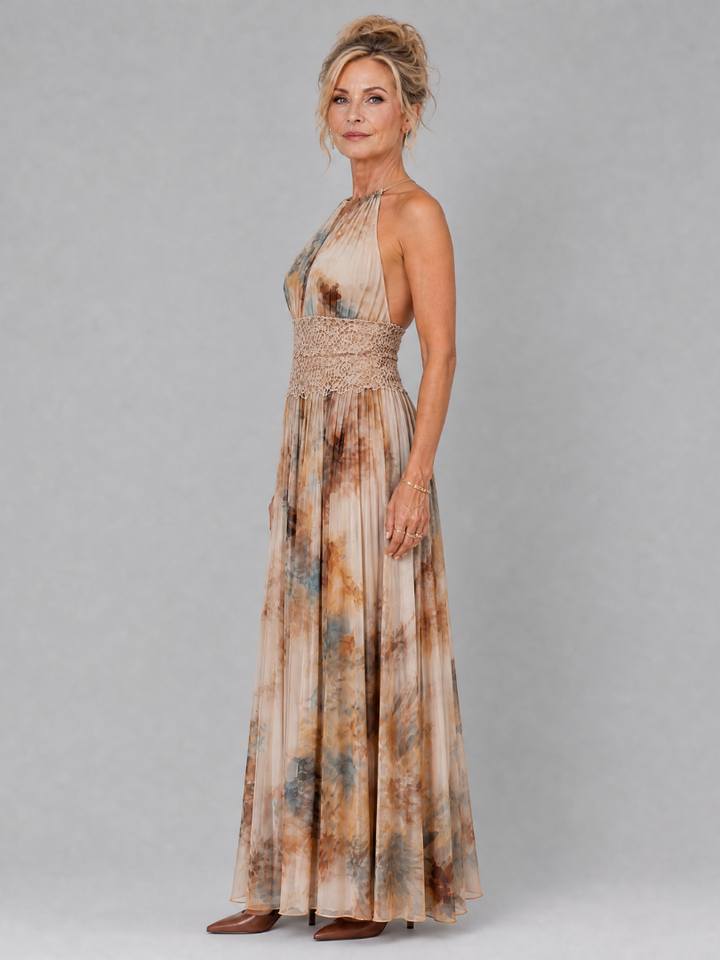Elavenue | Halter Nek Kant Taille Maxijurk