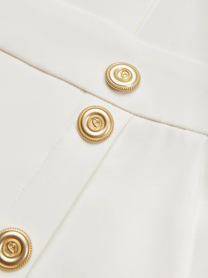 Malene™ | Effen midi-jurk met knoopsluiting en ronde hals