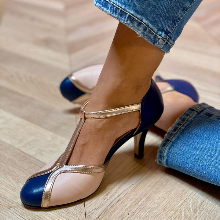 Alessia™ | Kleurrijke en comfortabele T-Strap hakken met ronde neus