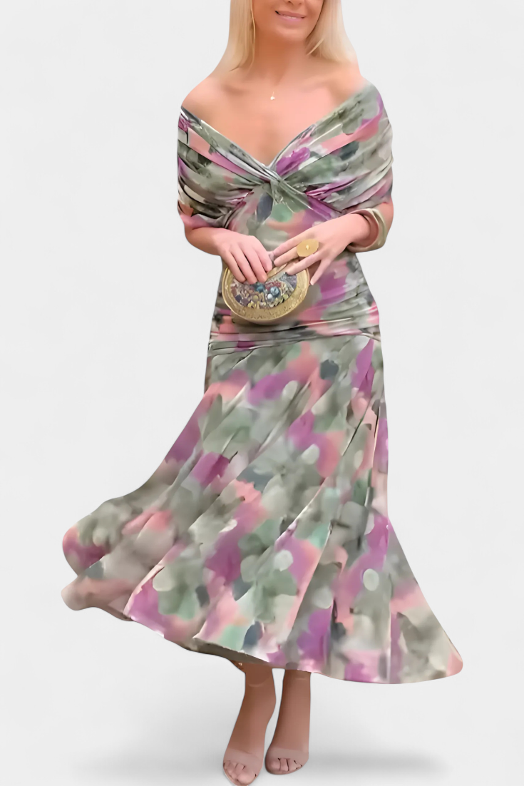 Florendra™ | Lange Bloemenjurk Met V-Hals