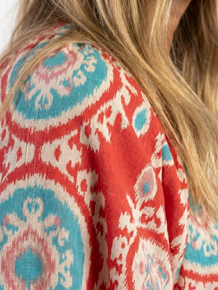 Zaria | Paisley-Print V-Hals Korte Mouw Midi-Jurk