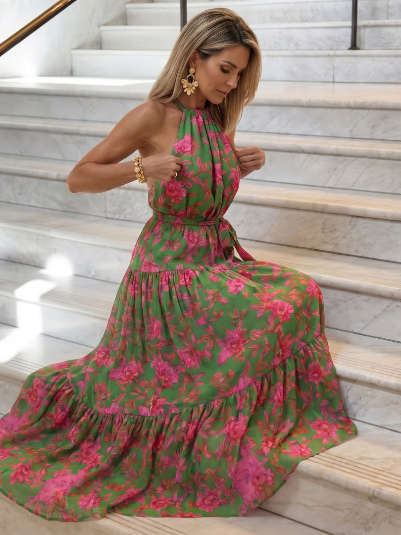 Rowen | Gelaagde Halter Midi Jurk