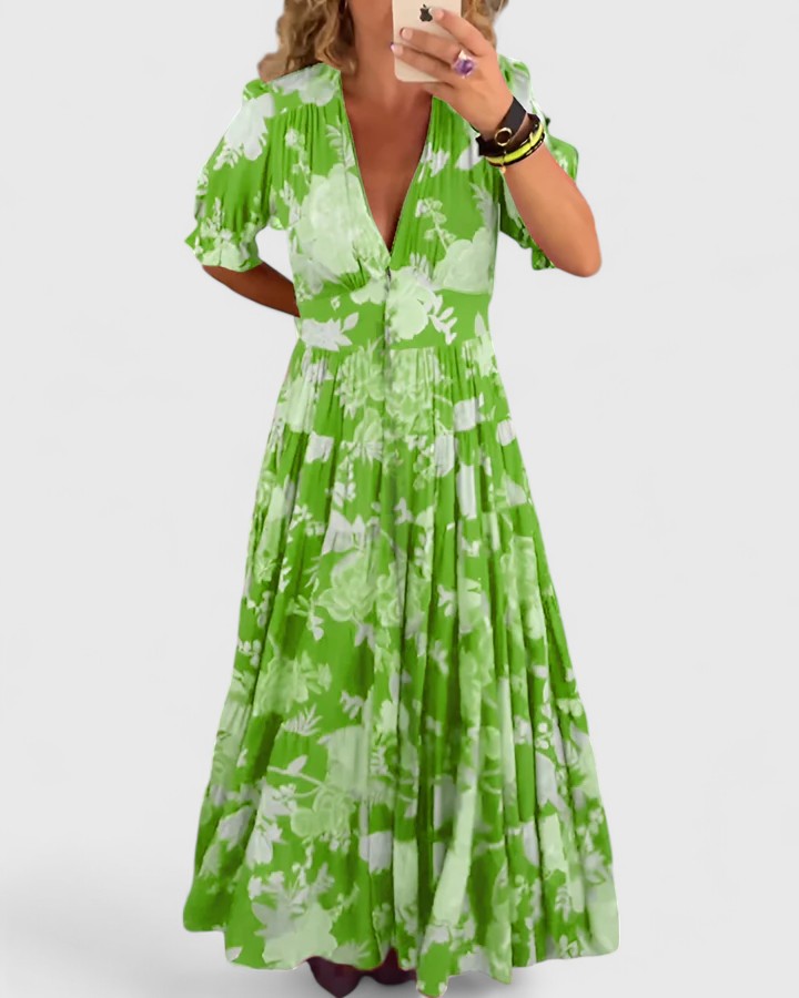 Minelda – Bloemenjurk met V-hals