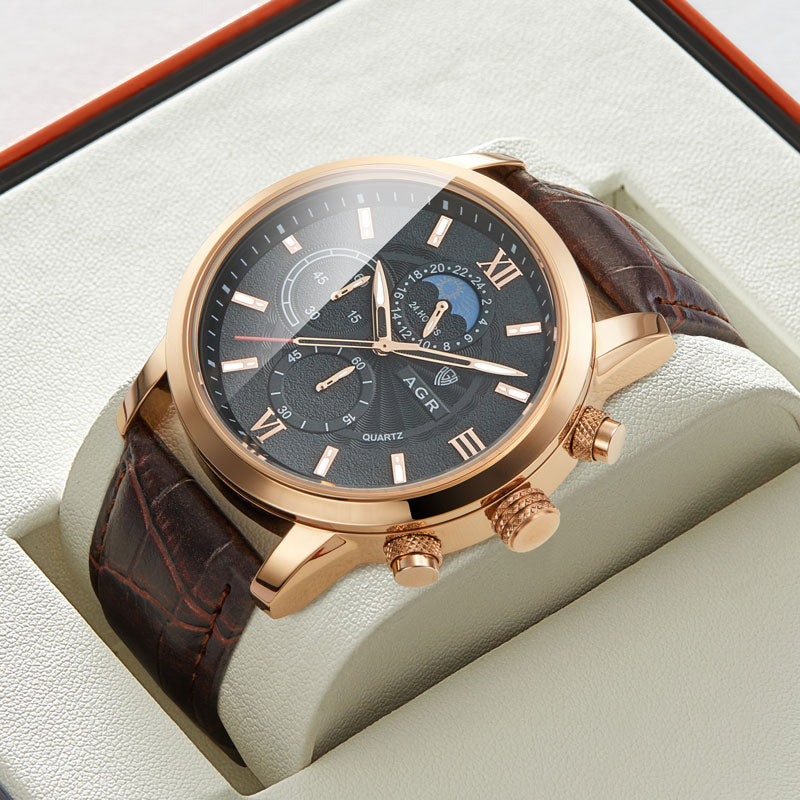 Premium Leren Quartz Horloge