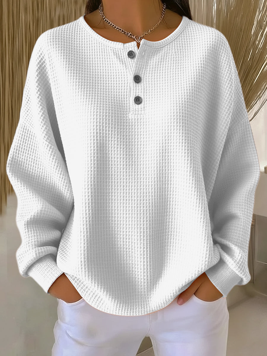 Amelia | Henley Gofrade Sweatshirt
