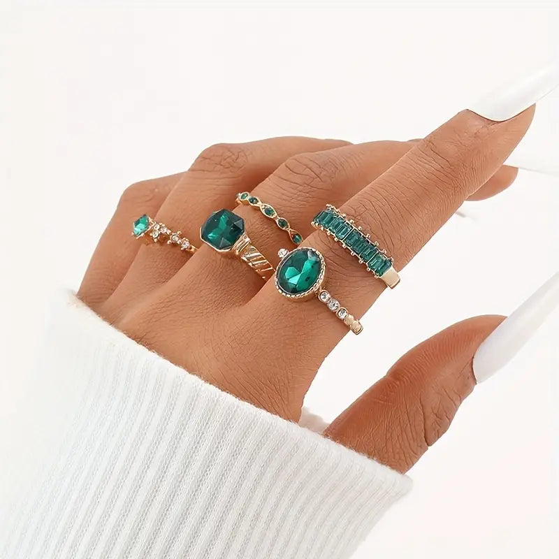Zarina Exquisite Smaragd Gouden Ring Set
