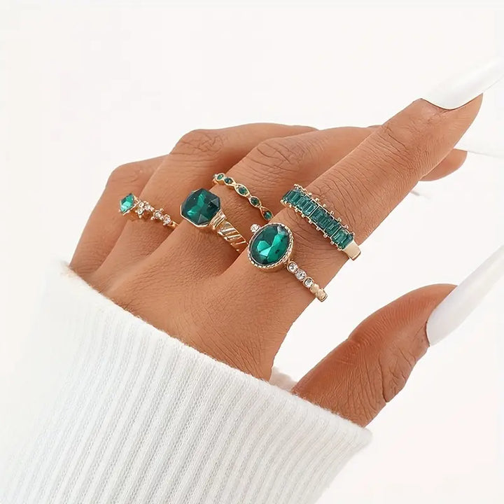Zarina Exquisite Smaragd Gouden Ring Set