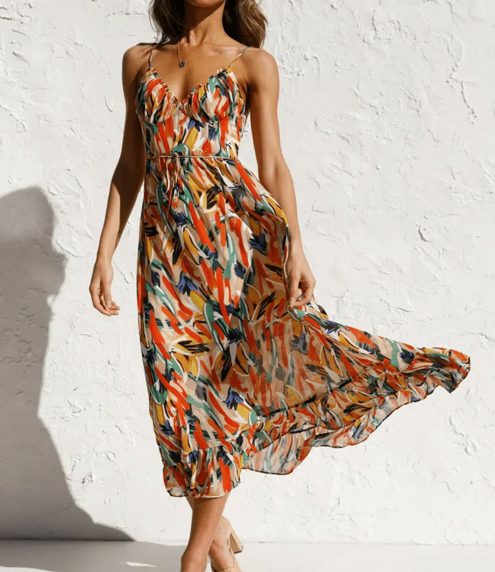 La Scintilla | Midi Jurk in Stralende Kleur