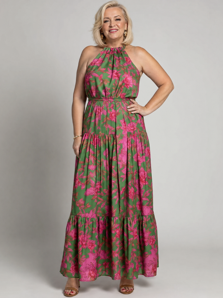 Rowen | Gelaagde Halter Midi Jurk
