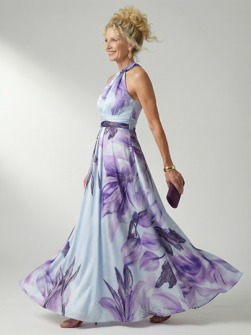 Amiel | Licht Bloemige Maxi Jurk