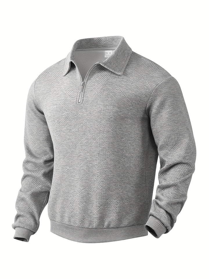 James™ - Vintage Geometrisch Ontwerp Sweater Met Rits