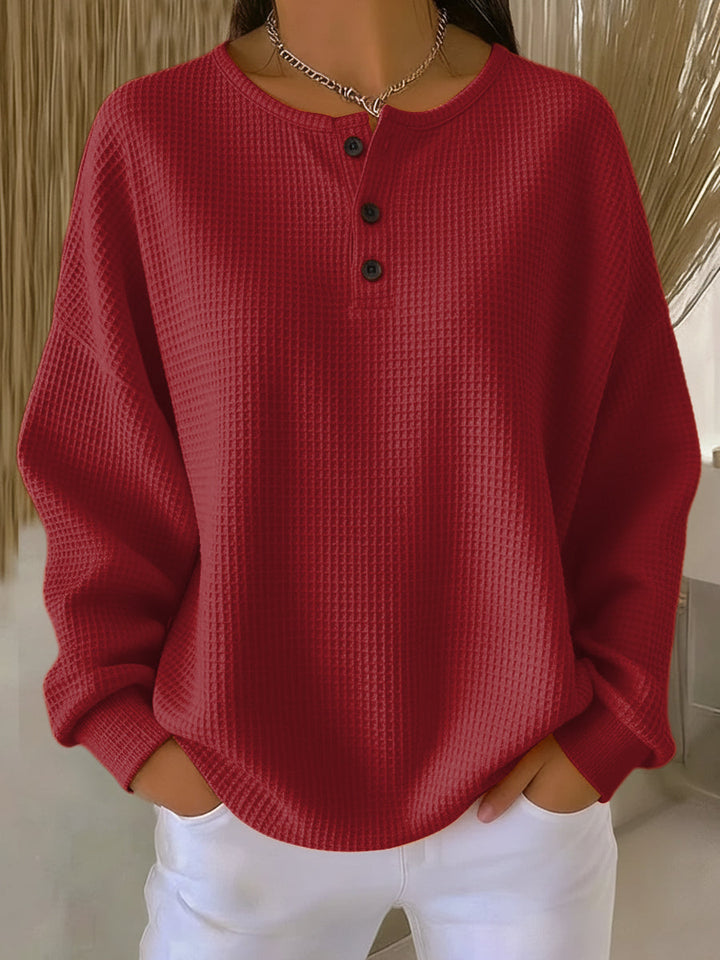 Amelia | Henley Gofrade Sweatshirt