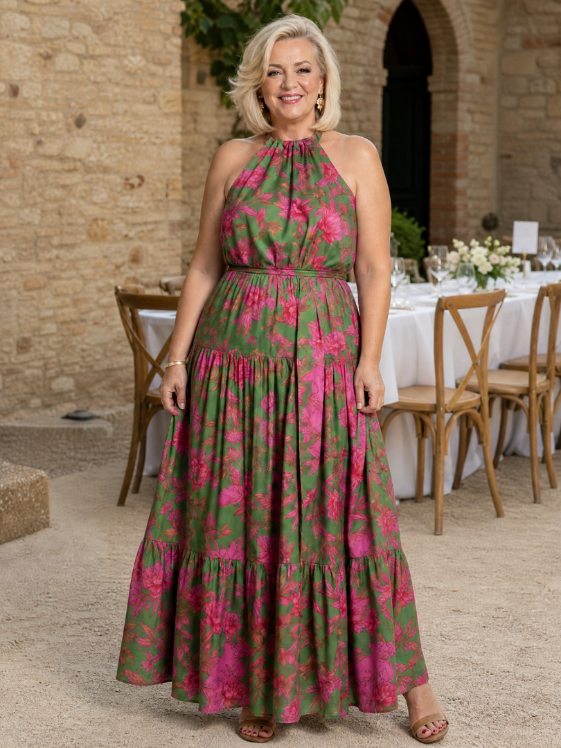 Rowen | Gelaagde Halter Midi Jurk