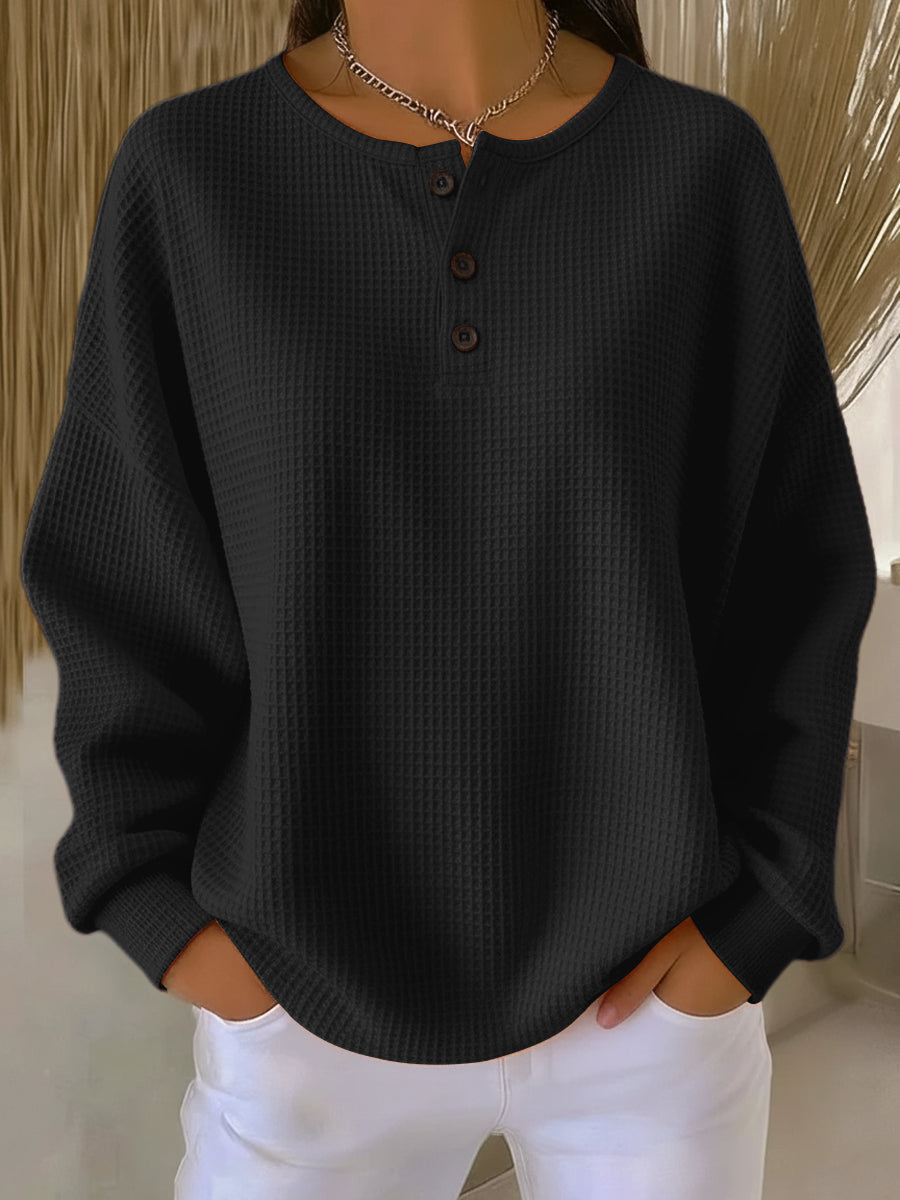 Amelia | Henley Gofrade Sweatshirt