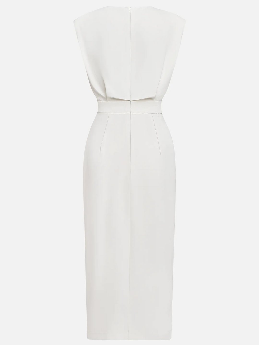 Malene™ | Effen midi-jurk met knoopsluiting en ronde hals