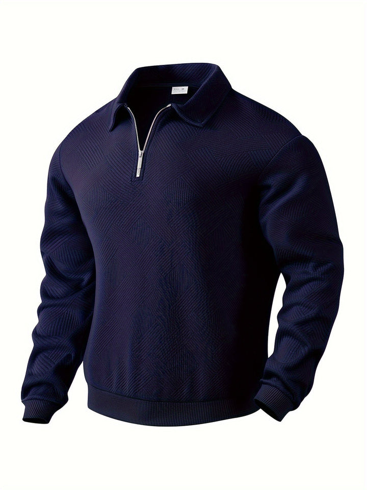 James™ - Vintage Geometrisch Ontwerp Sweater Met Rits