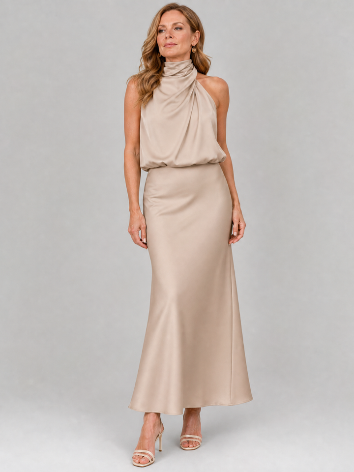 Nopal | Mouwloze Draped Neck Midi Jurk