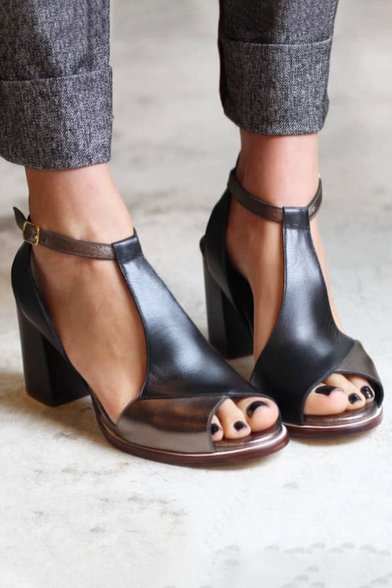 Nadaria | Peep-toe hakken in zwart patchwork