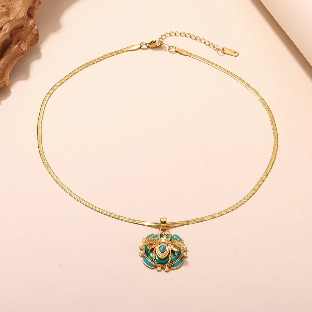 Chique Gouden Turquoise Bijenhanger Ketting