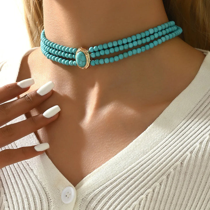 Elegante Vintage Turquoise Kralen Ketting