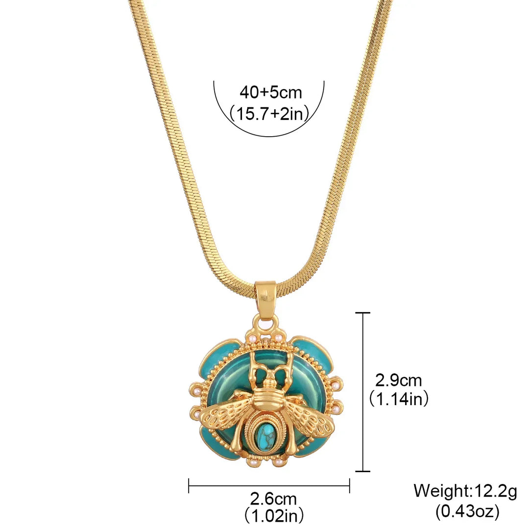 Chique Gouden Turquoise Bijenhanger Ketting