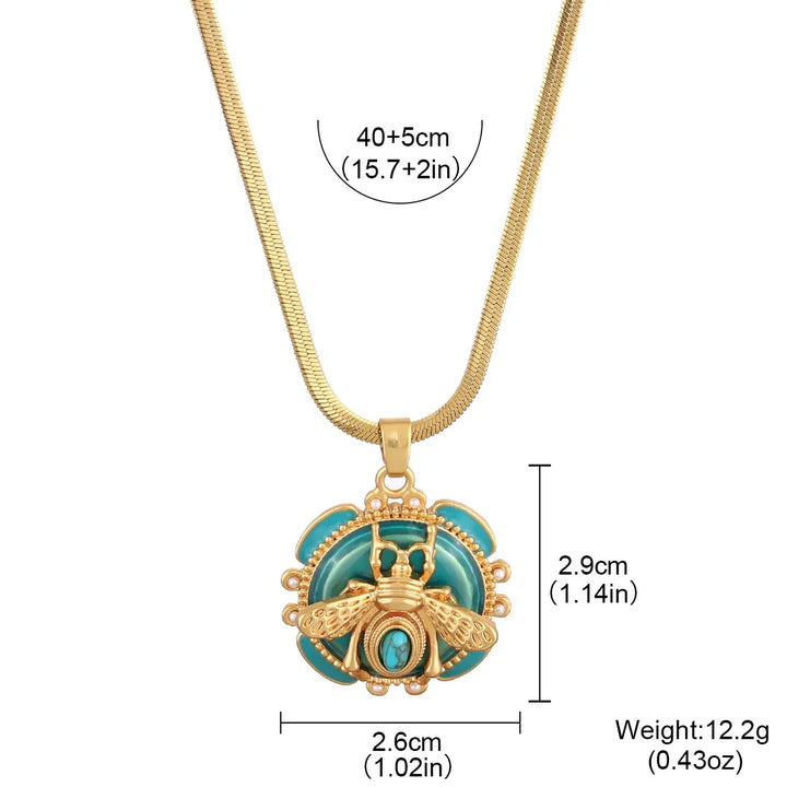 Chique Gouden Turquoise Bijenhanger Ketting