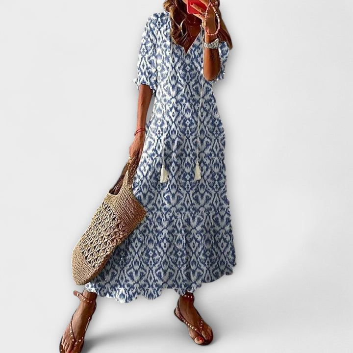 Anna – Vrouwelijke bohemian zomerjurk met een vloeiende silhoeet