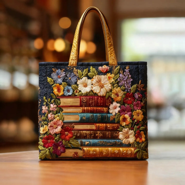 Handgemaakte tas – Bloemenprint en Boeken