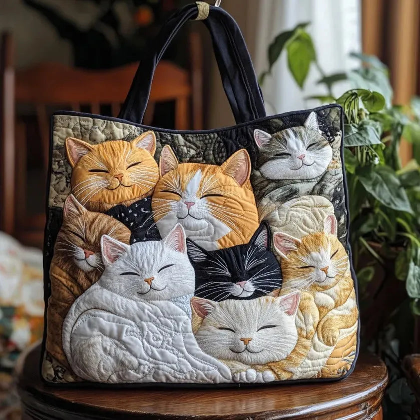 Handgemaakte gewatteerde tas - Slapende Kittens