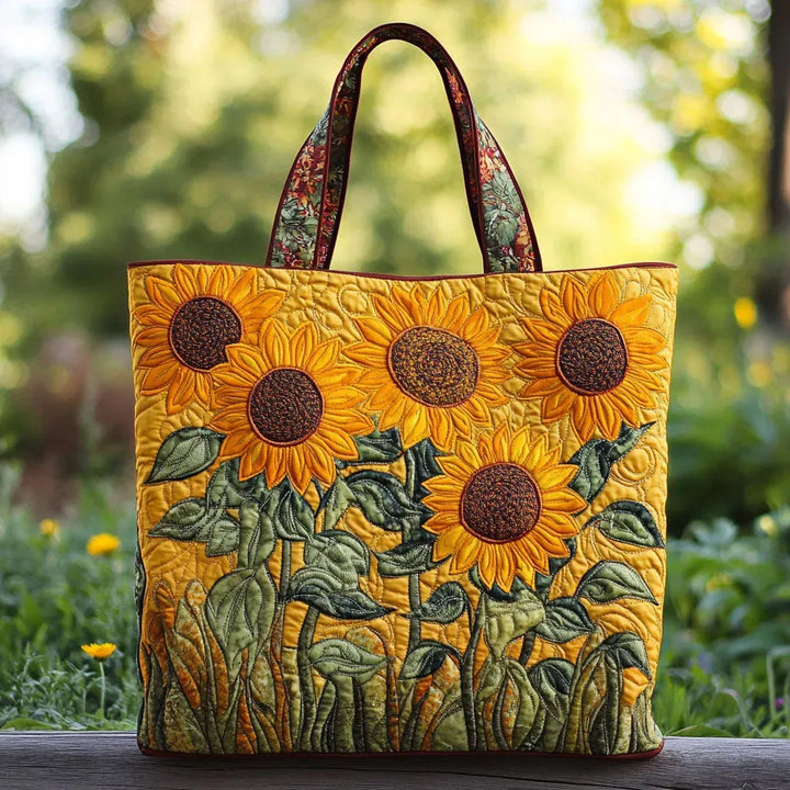 Klassieke gestikte tas - Zonnebloemen