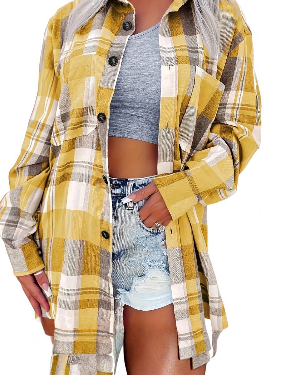Elena | Geruite overshirt met knopen