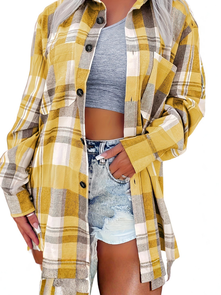 Elena | Geruite overshirt met knopen