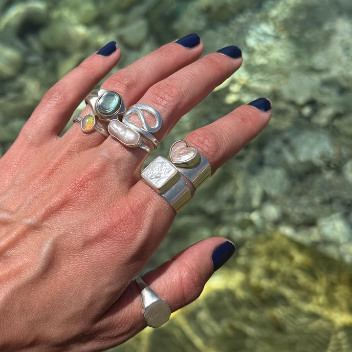 Statement Ring Welle Swirl van 925 Sterling Zilver asymmetrisch handgemaakt