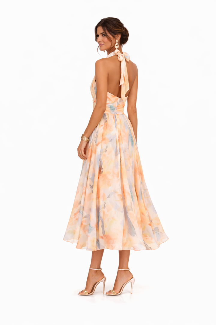 Esther™ | Halterjurk met Aquarelprint