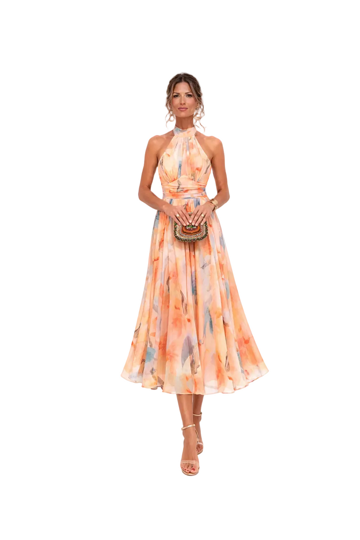 Esther™ | Halterjurk met Aquarelprint