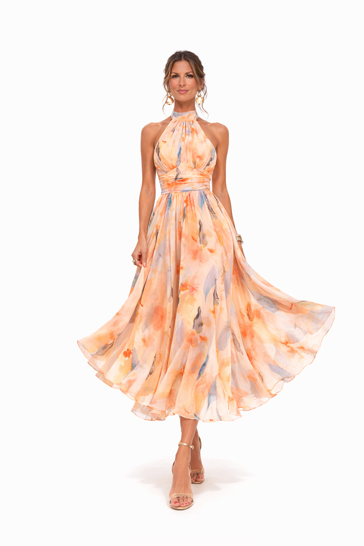 Esther™ | Halterjurk met Aquarelprint