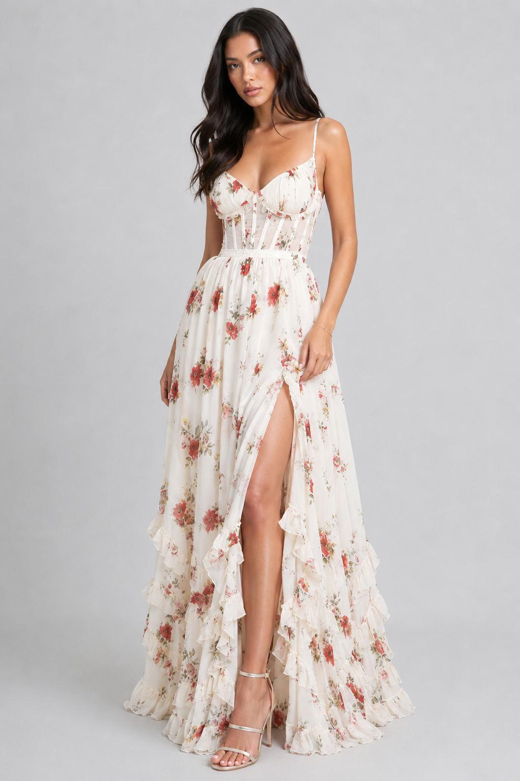 VALESKA | Chic Maxikleed in Vintage Bloemenstijl