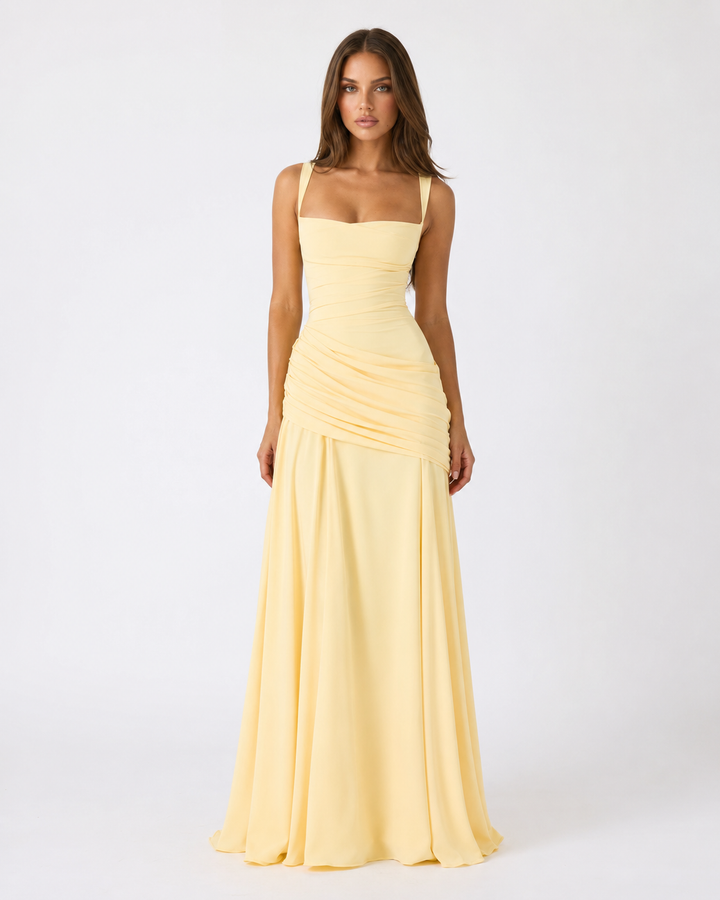 ENIE | Maxidress met Geraffineerde Hoekige Halslijn