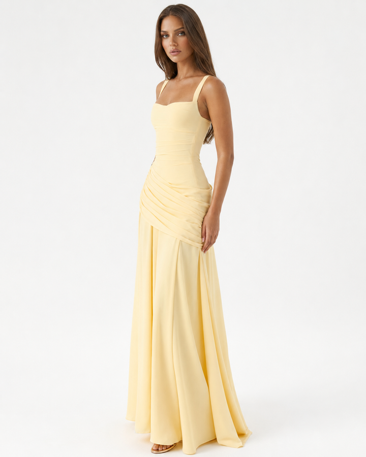ENIE | Maxidress met Geraffineerde Hoekige Halslijn