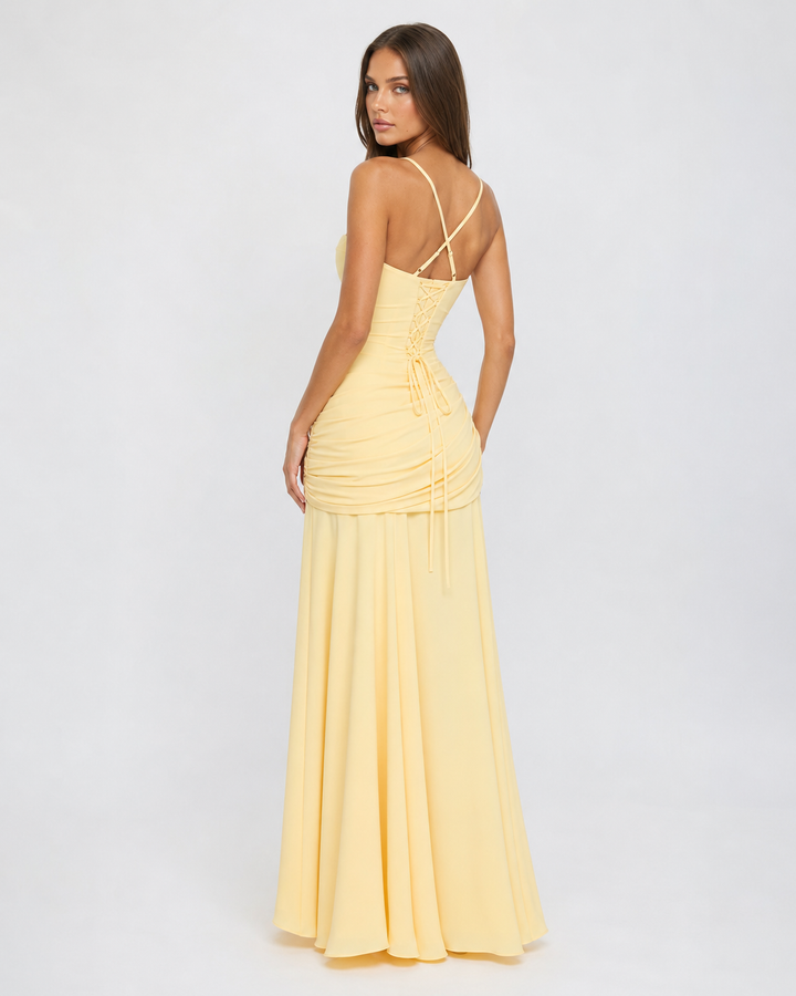 ENIE | Maxidress met Geraffineerde Hoekige Halslijn